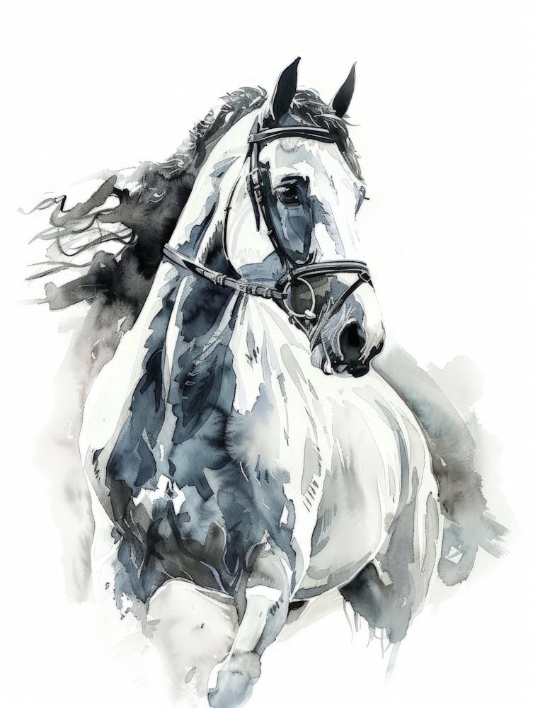 White Horse Watercolor Painting