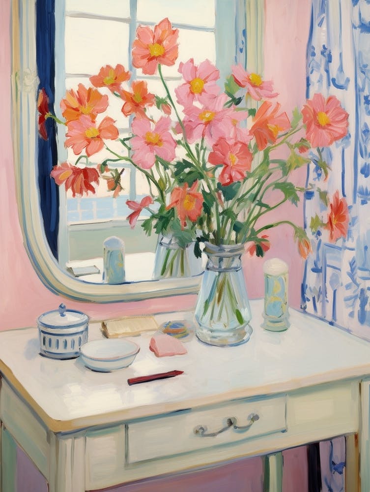 A Vase With Cosmos, Flower Bouquet 4