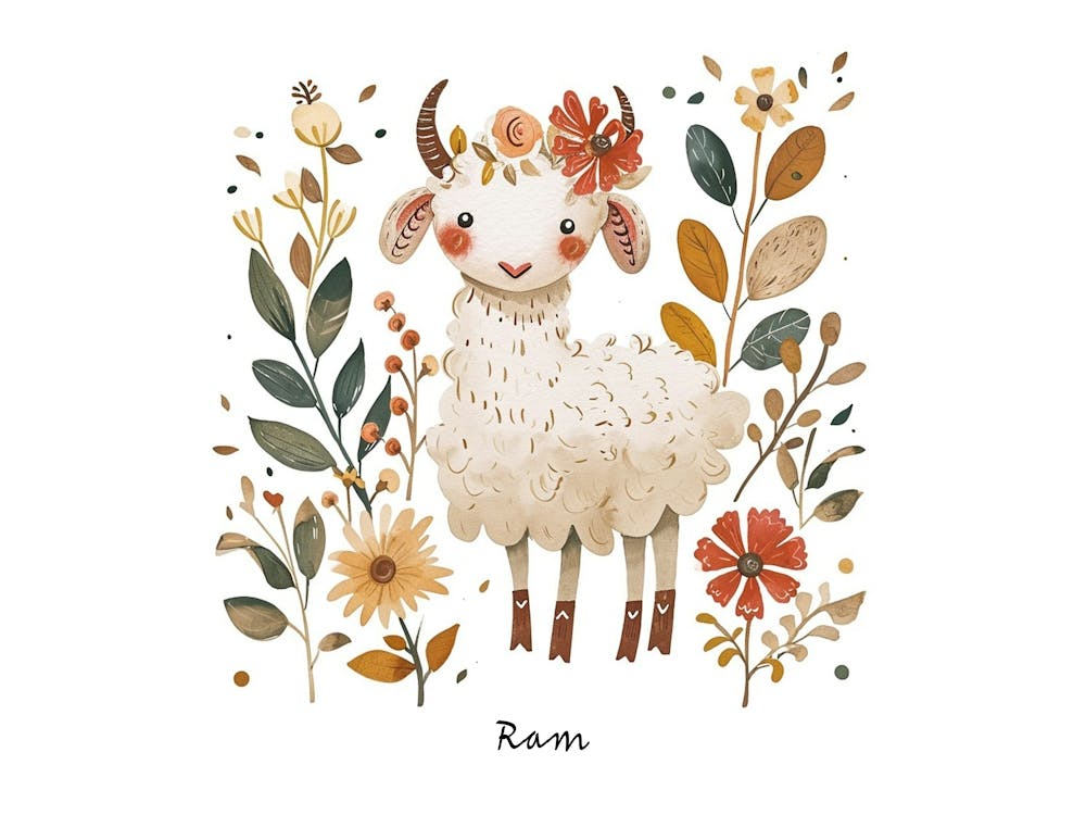 Little Floral Ram 3 Poster