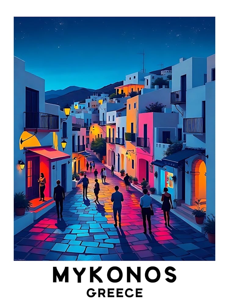 Mykonos - Greece Vintage Travel Poster 22