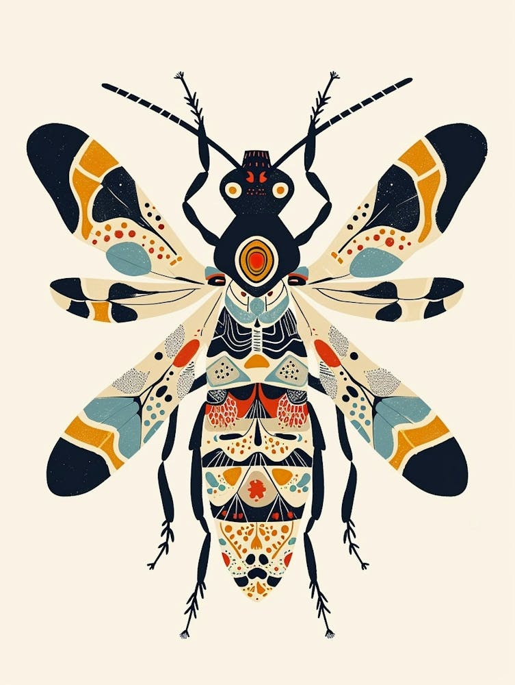 Colourful Insect Illustration Yellowjacket 15
