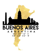Buenos Aires Silhouette City Skyline Map