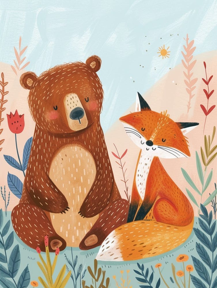 Brown Bear A Bear And A Fox Storybook Illustration 1