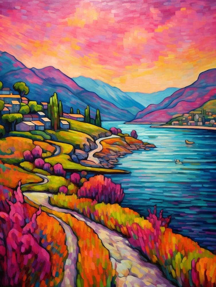 Lake Chelan Washington Pointillism 4