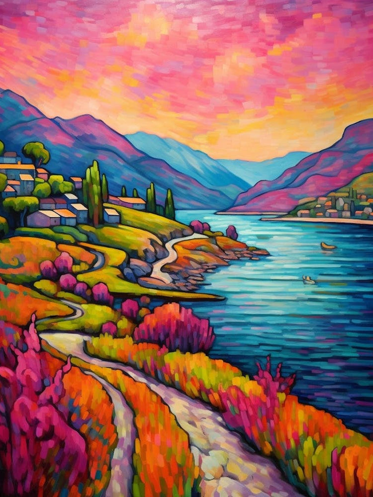 Lake Chelan Washington Pointillism 4