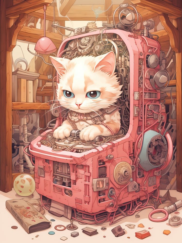 Kawaii Cat Drawings With Puzzles 4