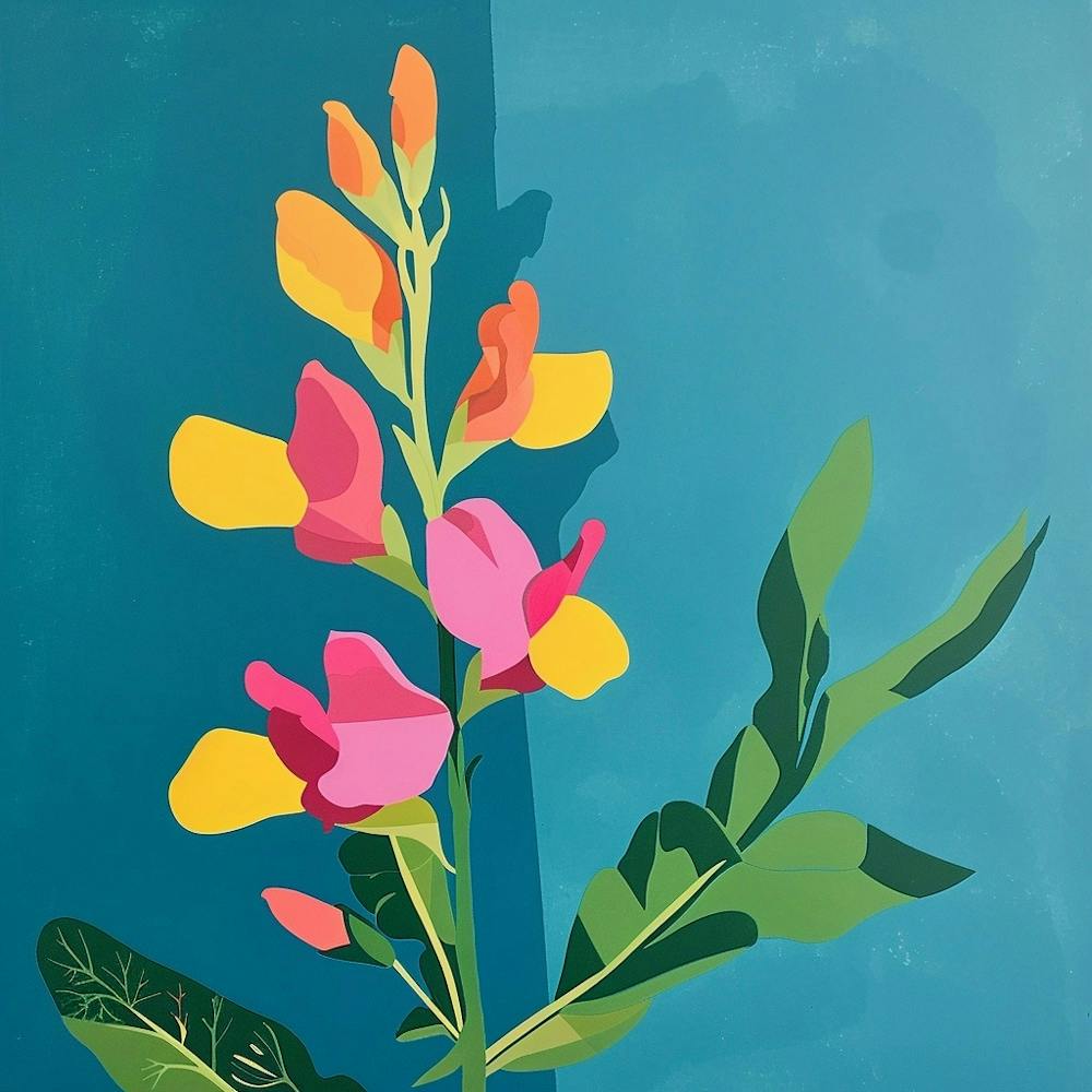Snapdragon 3 Square Flower Illustration