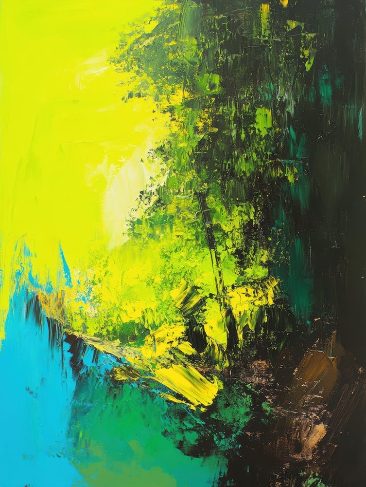 Abstract Painting, Oil On Canvas, Yellow Color