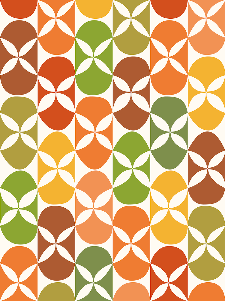 Earth-Toned Mid-Century Geometric Flowers