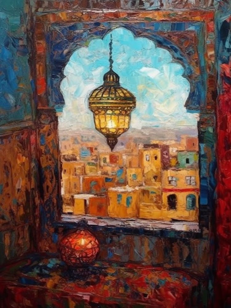 Window View Of Marrakech In The Style Of Expressionism 4