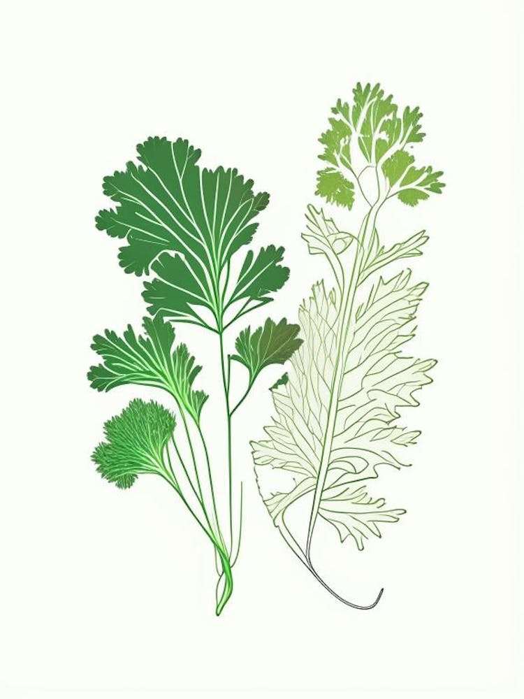 Parsley Spices And Herbs Minimal Line Drawing 4