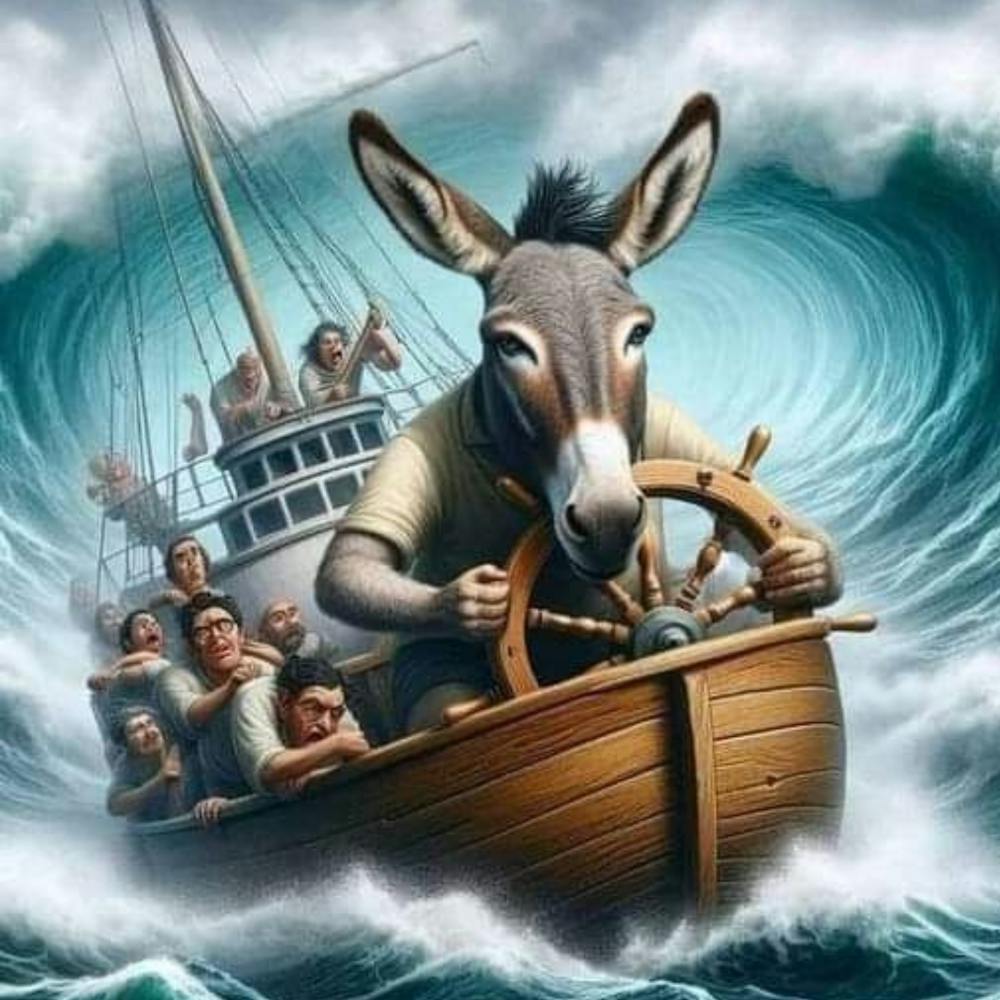 Donkey In A Boat