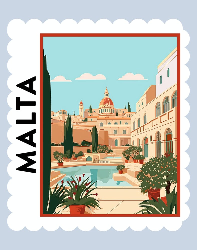 Malta 2 - Affiche Timbre de Voyage