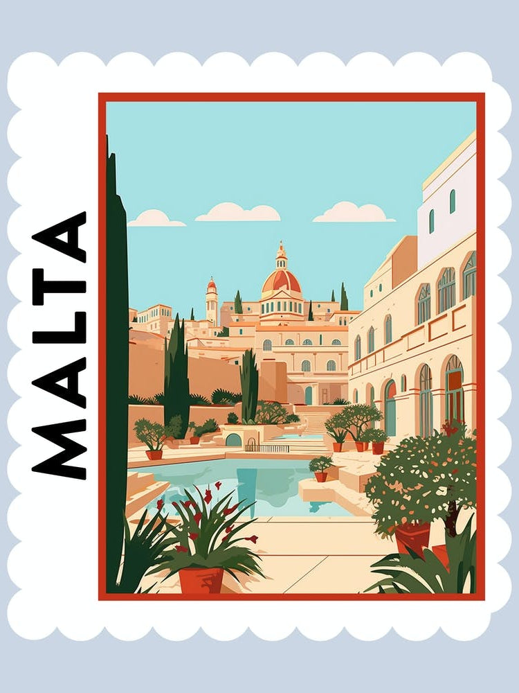 Malta 2 Travel Stamp Poster