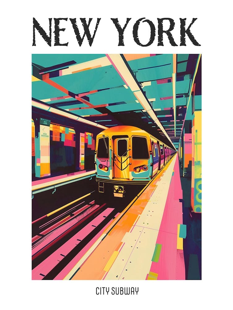 New York City Subway New York Colourful Silkscreen Illustration 3 Poster