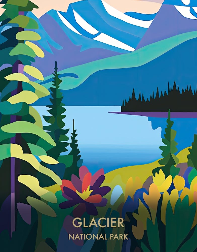 Glacier National Park Travel Poster Matisse Style 3