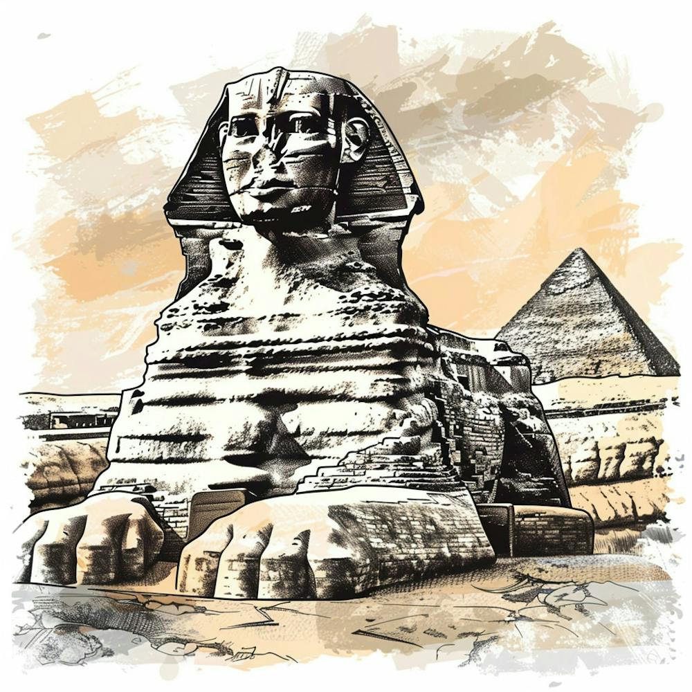 A Sphinx In Giza Hand Drawn Sketch Illustration 1719991311 2
