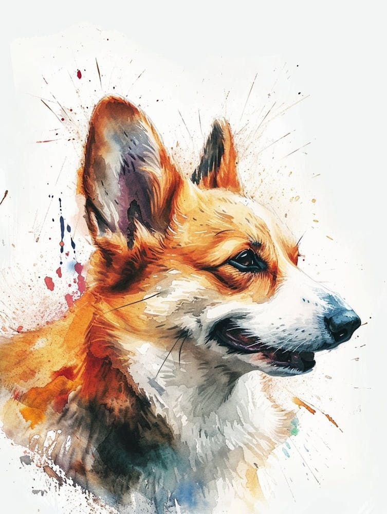 Pembroke Welsh Corgi Watercolor Painting 3