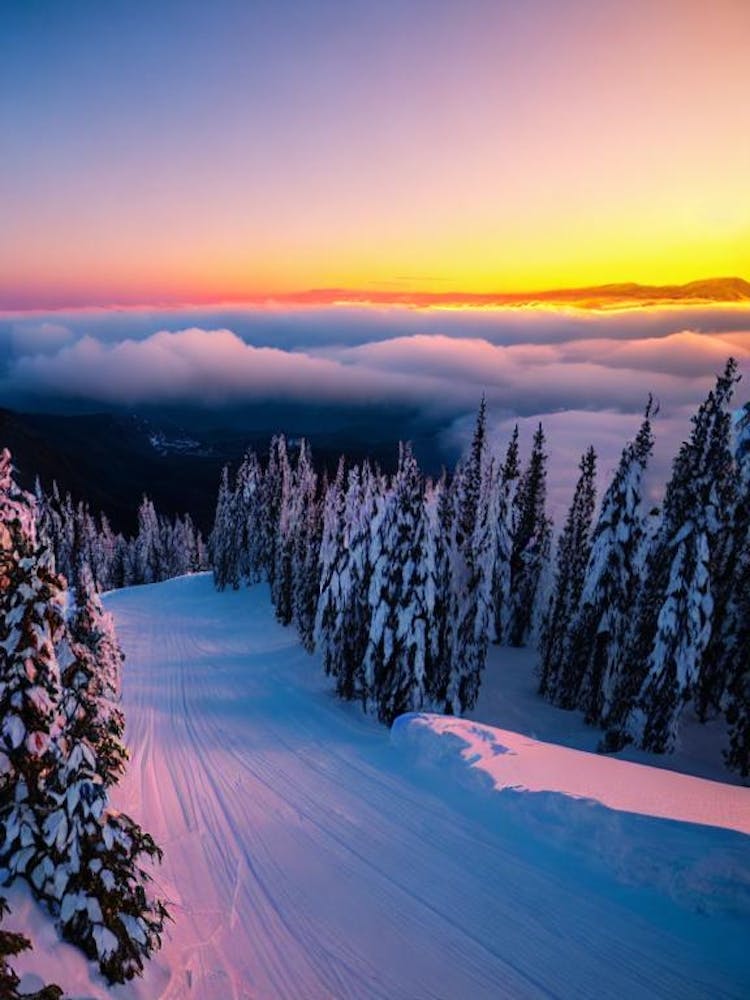 Termas De Chillán, Chile Sunrise Skiing Poster