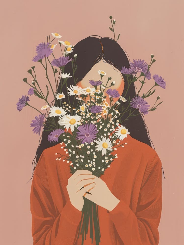 Spring Girl With Purple Flowers 7