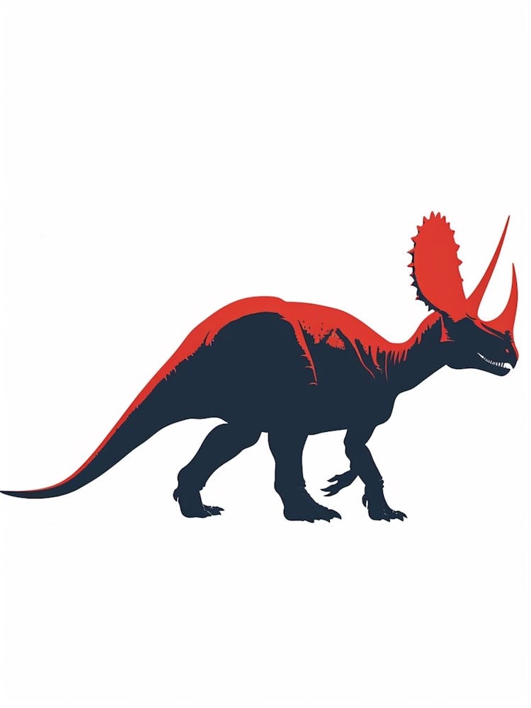 Blau-Rote Triceratops-Dinosaurier-Silhouette