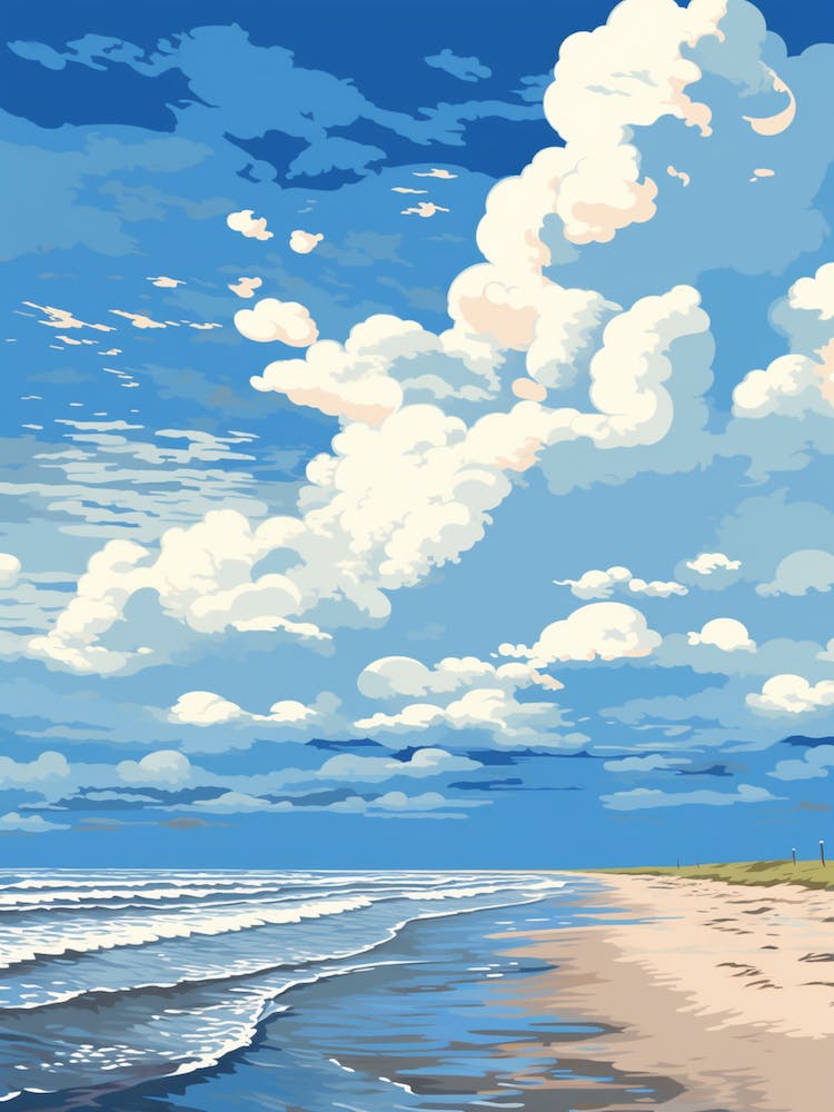 A Screen Print Of Formby Beach Merseyside 2