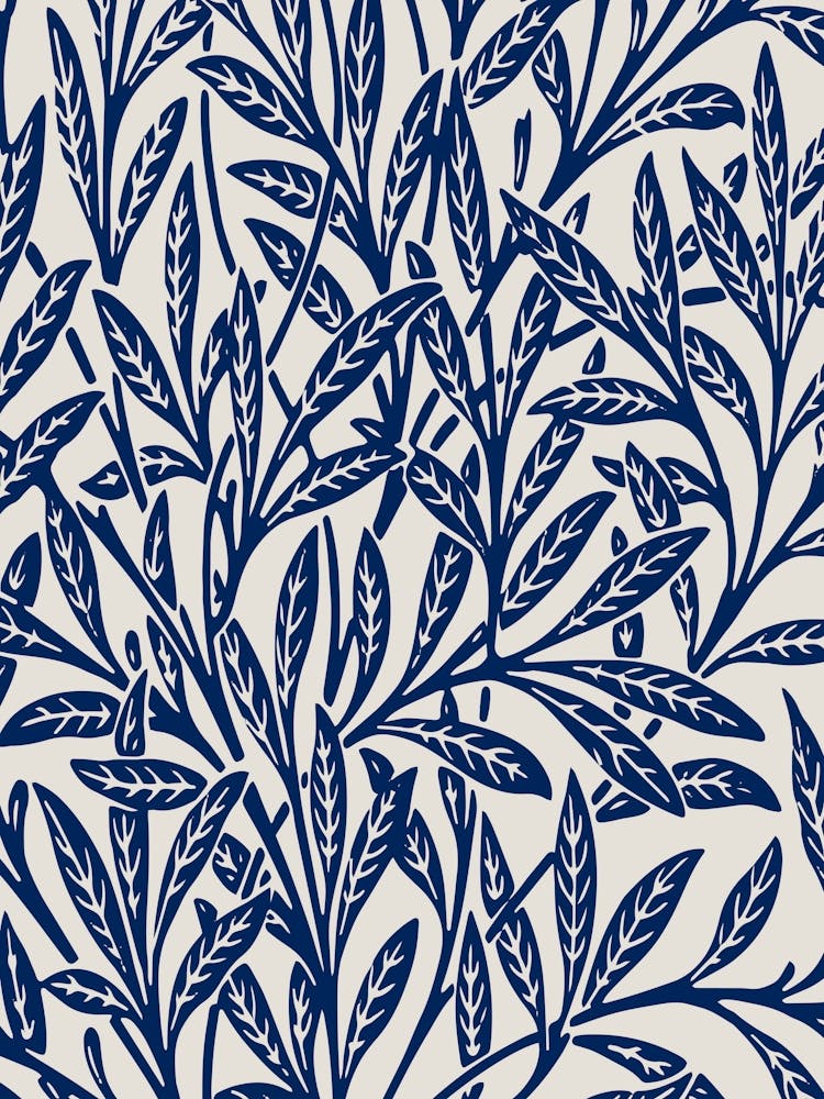 Blue And White Leaves