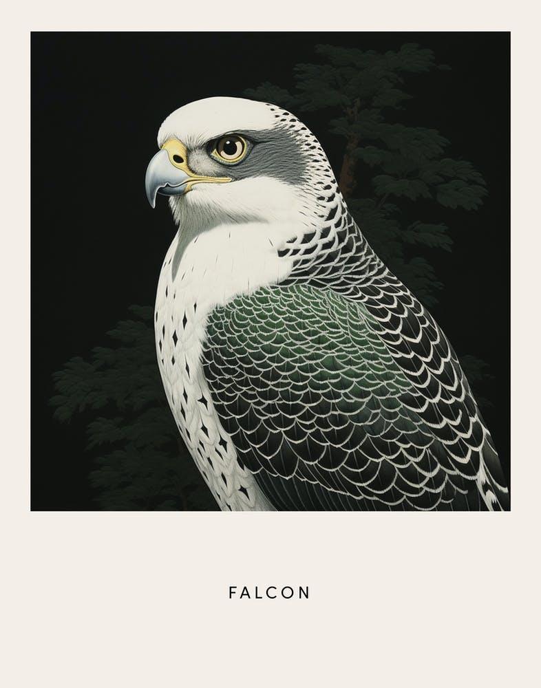 Ohara Koson Inspired Bird Painting Falcon 6 Poster