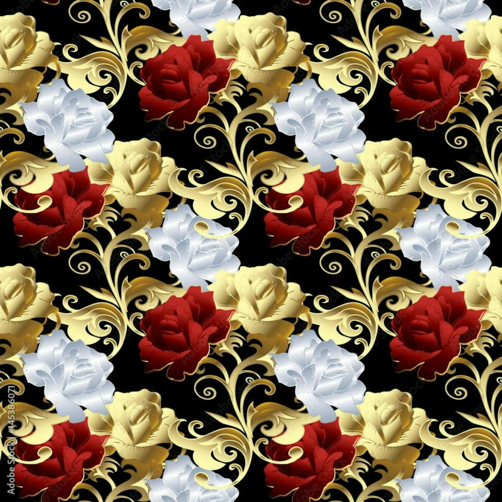 Roses Seamless Pattern Floral