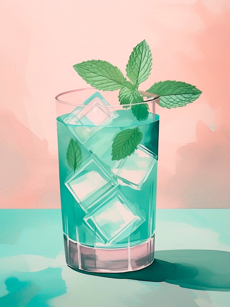Delicious Cocktail With Peppermint And Ice Cubes