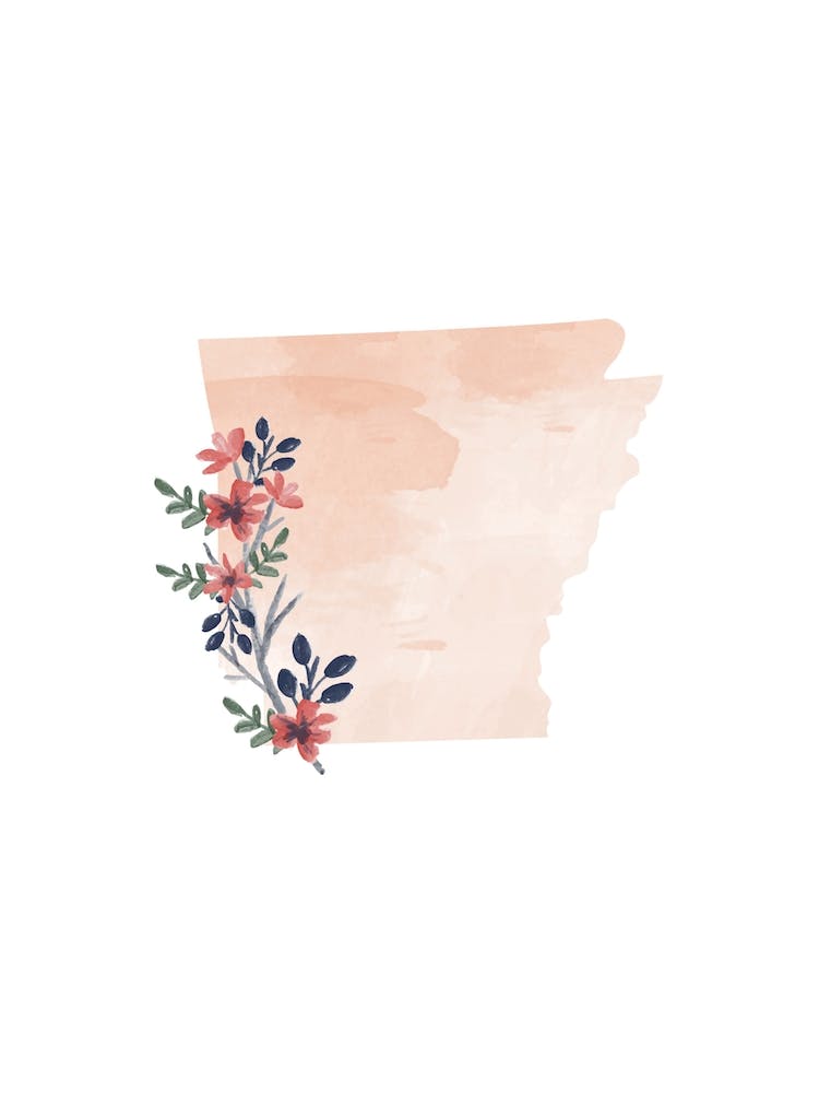 Arkansas Watercolor Floral State