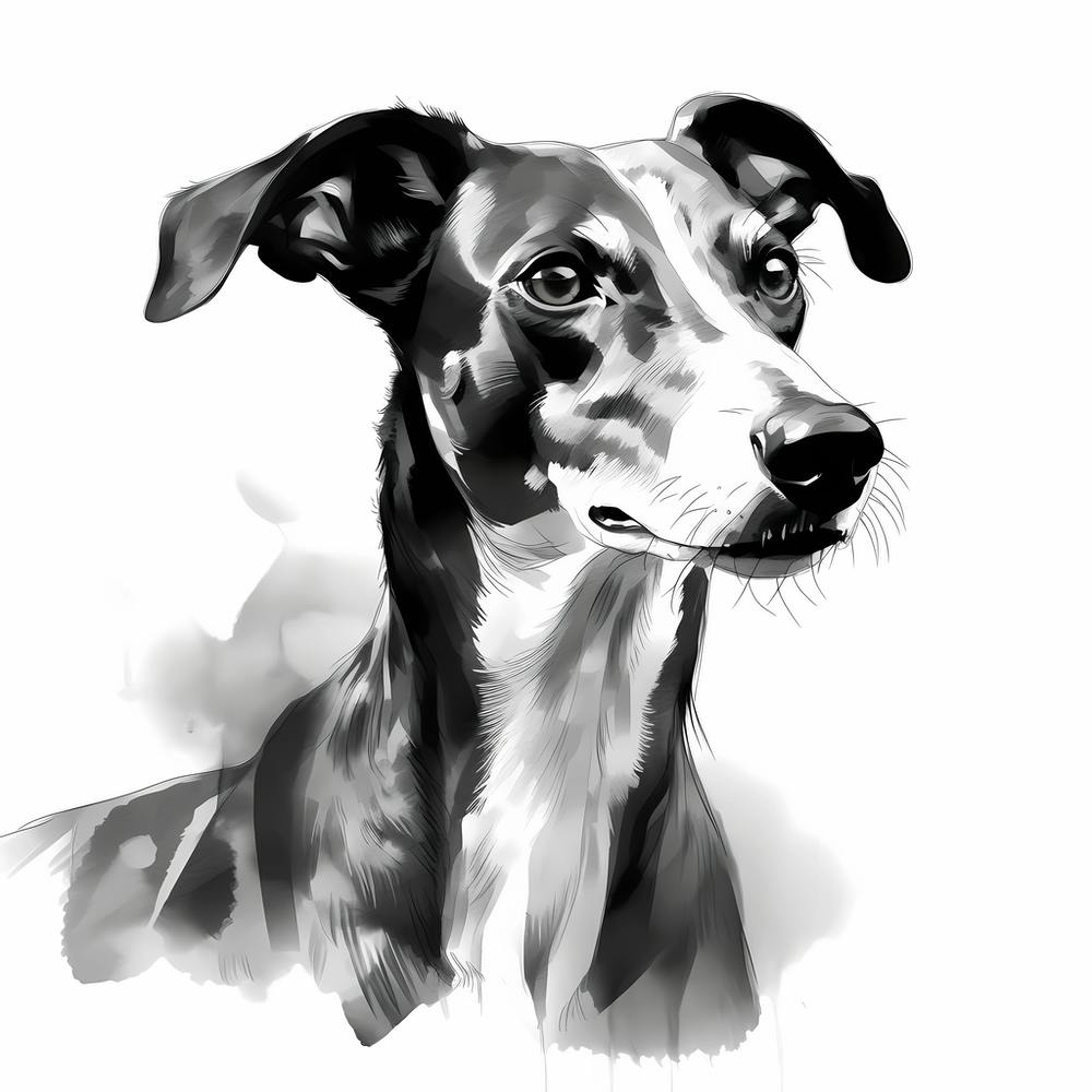 Black and White Greyhound drawing 2