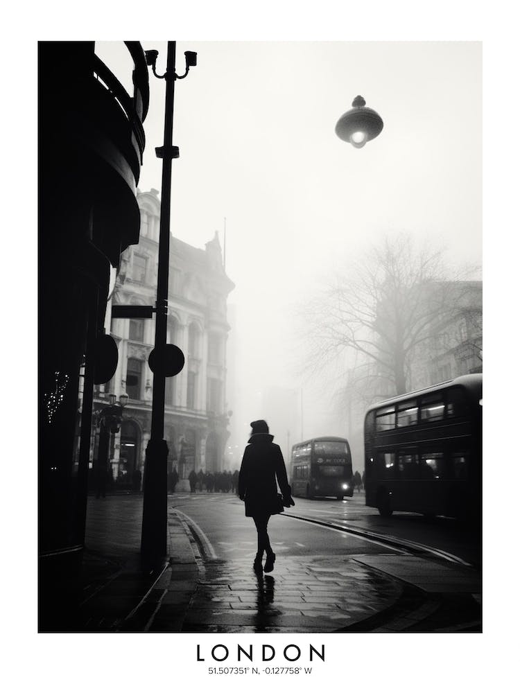 Poster Of London, Black And White Analogue Photograph 4