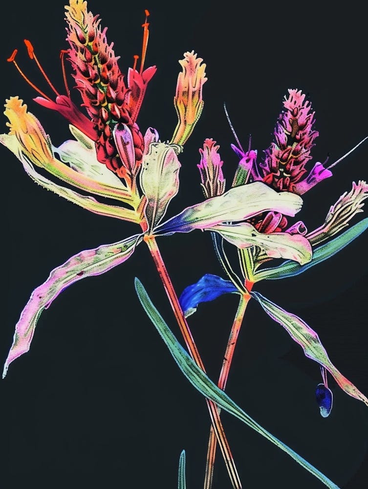 Neon Flowers On Black Prairie Clover 1