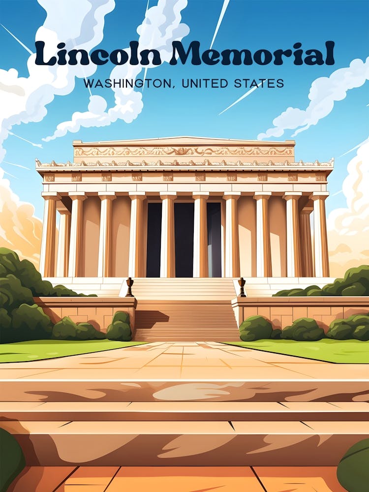 Lincoln Memorial Washington History Monument Travel Illustration