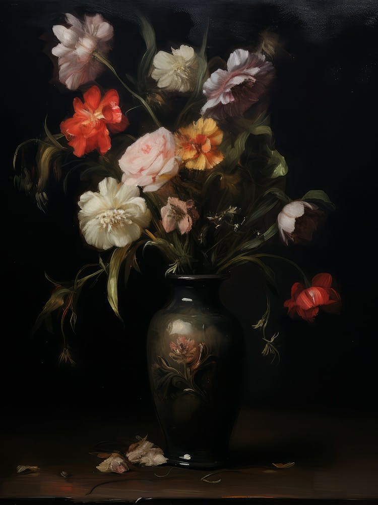 Dark Flower Vintage Painting