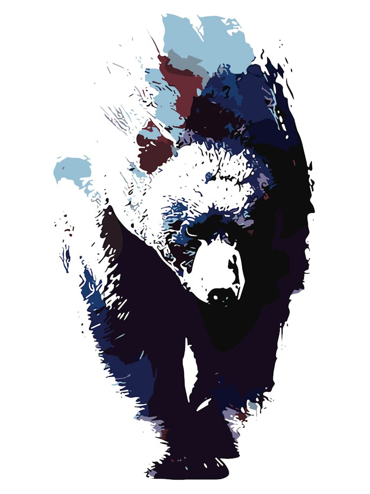 Abstract Grizzly Bear In Bold Hues