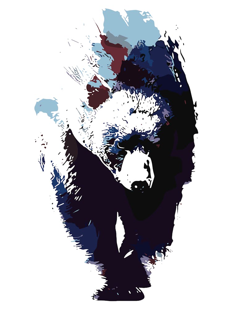 Abstract Grizzly Bear In Bold Hues
