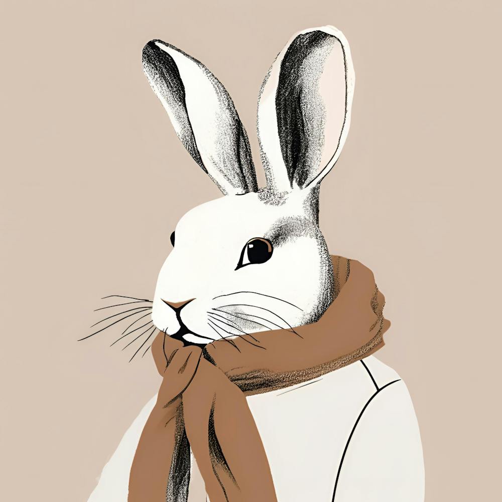 Lapin Dans une Écharpe