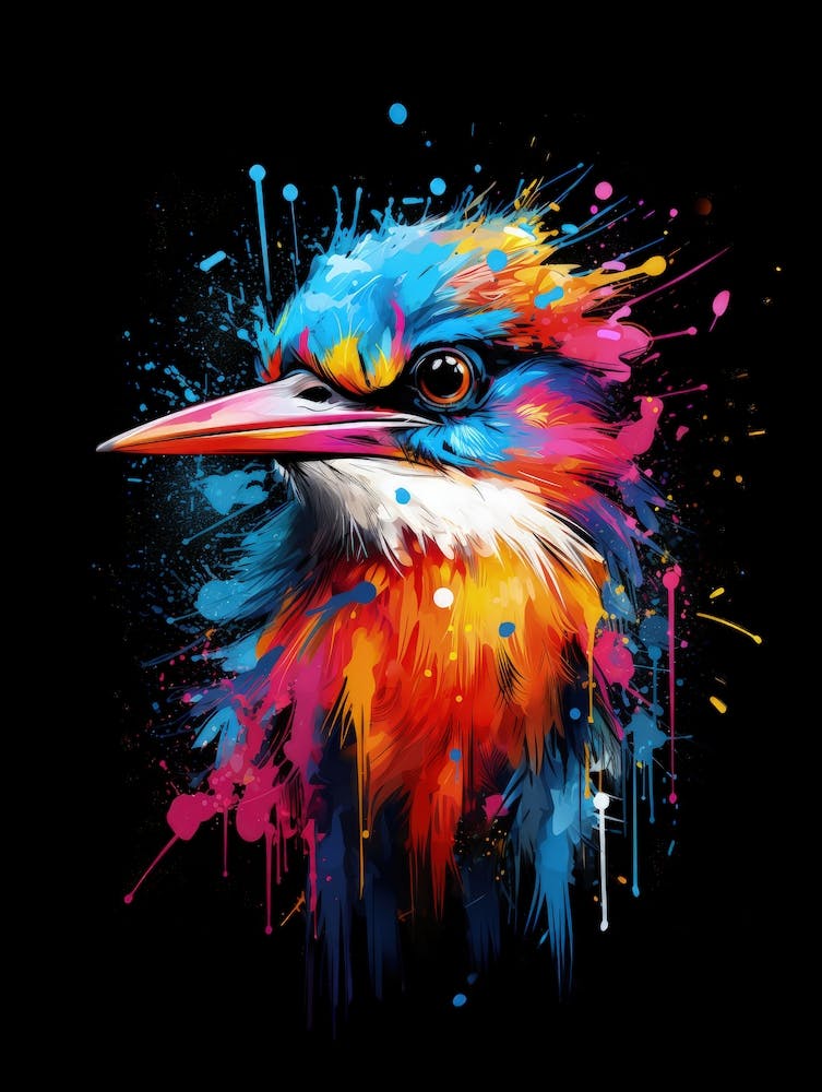 Kingfisher bird painting color splash