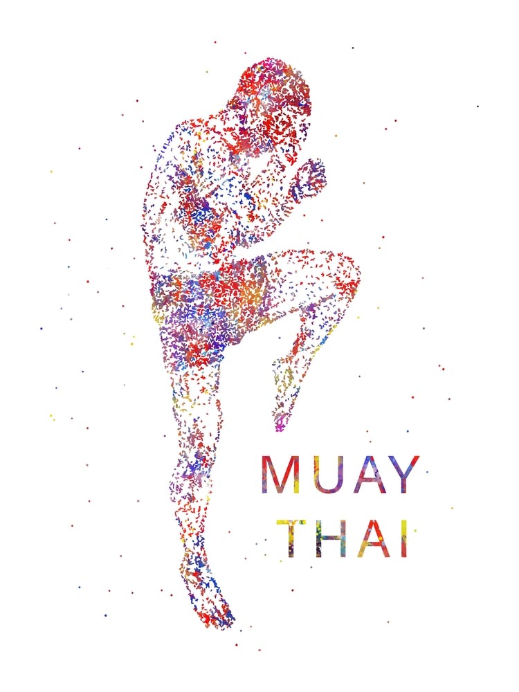 Male Muay Thai Boxing Watercolor