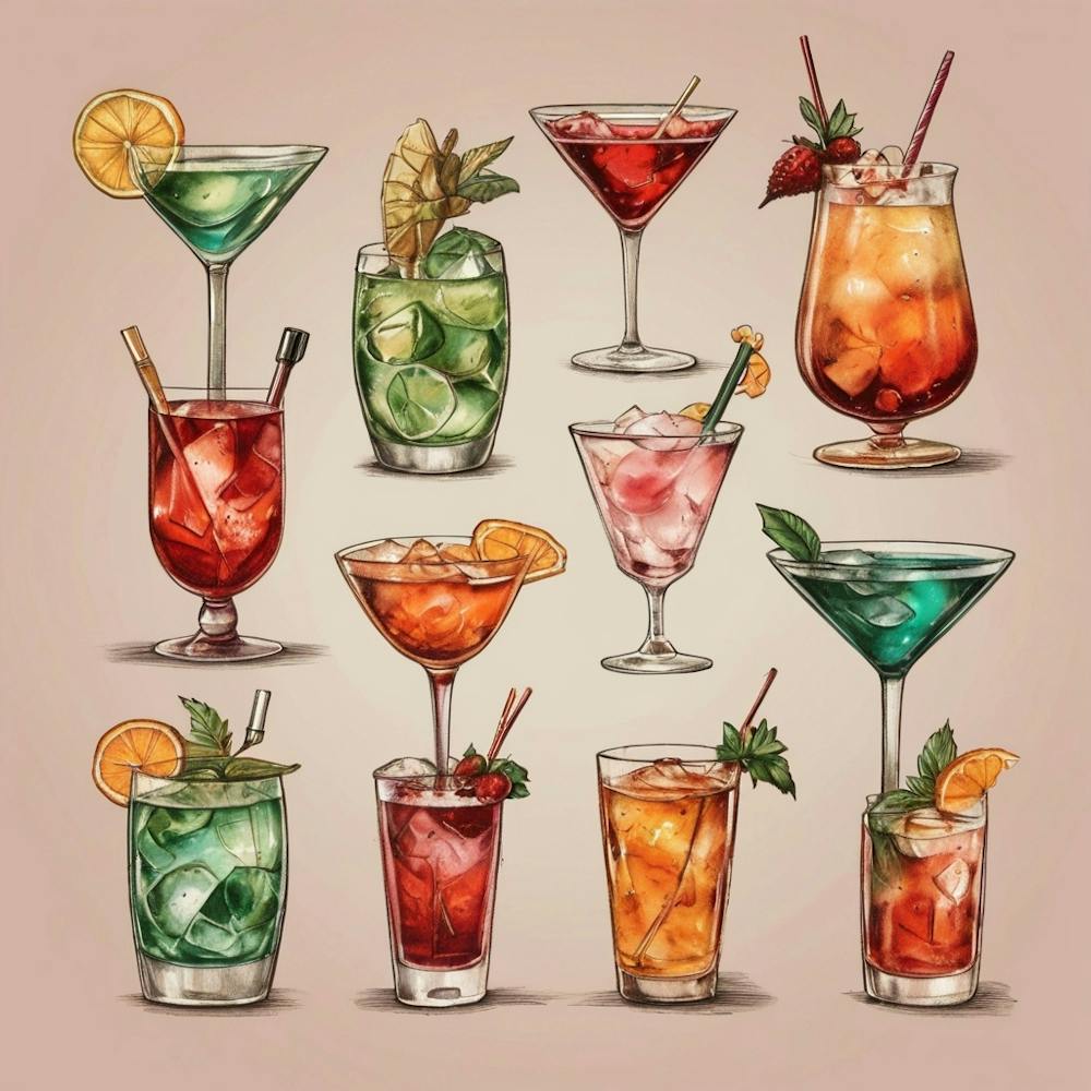 Default Cocktails In Different Styles Aesthetic 0