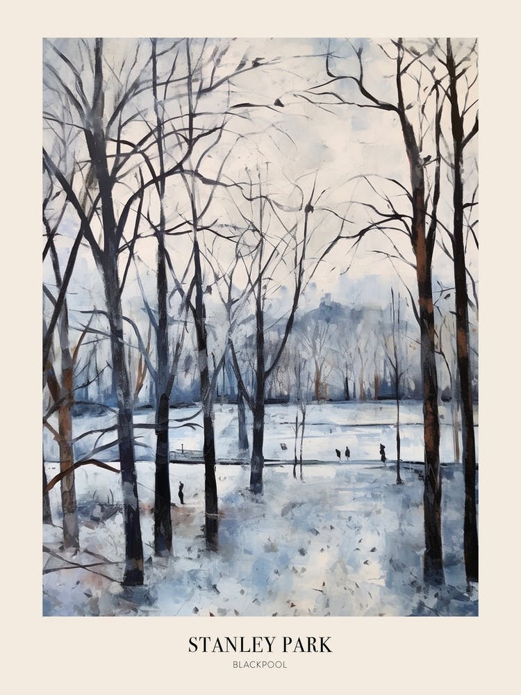 Winter City Park Poster Stanley Park Blackpool United Kingdom 1