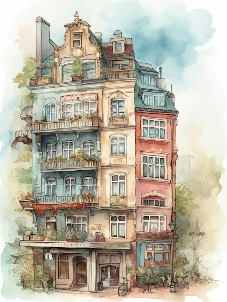 Kreuzberg Berlin Neighborhood, Watercolour 2