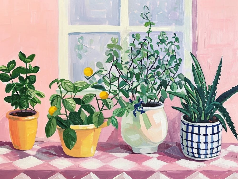 Potted Herbs Checkerboard 2