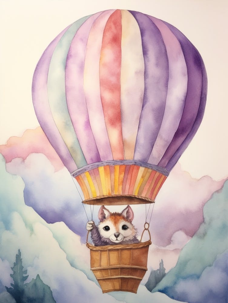 Baby Lemur In A Hot Air Balloon