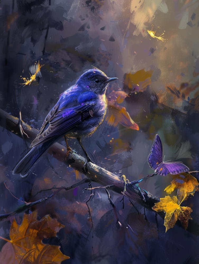 Blue Bird In Autumn