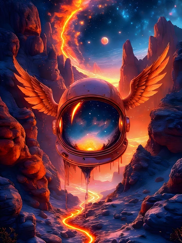 Astronautenhelm im Weltraum