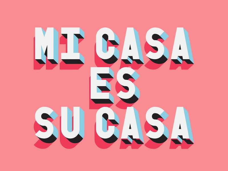 Pink And White Mi Casa Es Su Casa Landscape Typographic