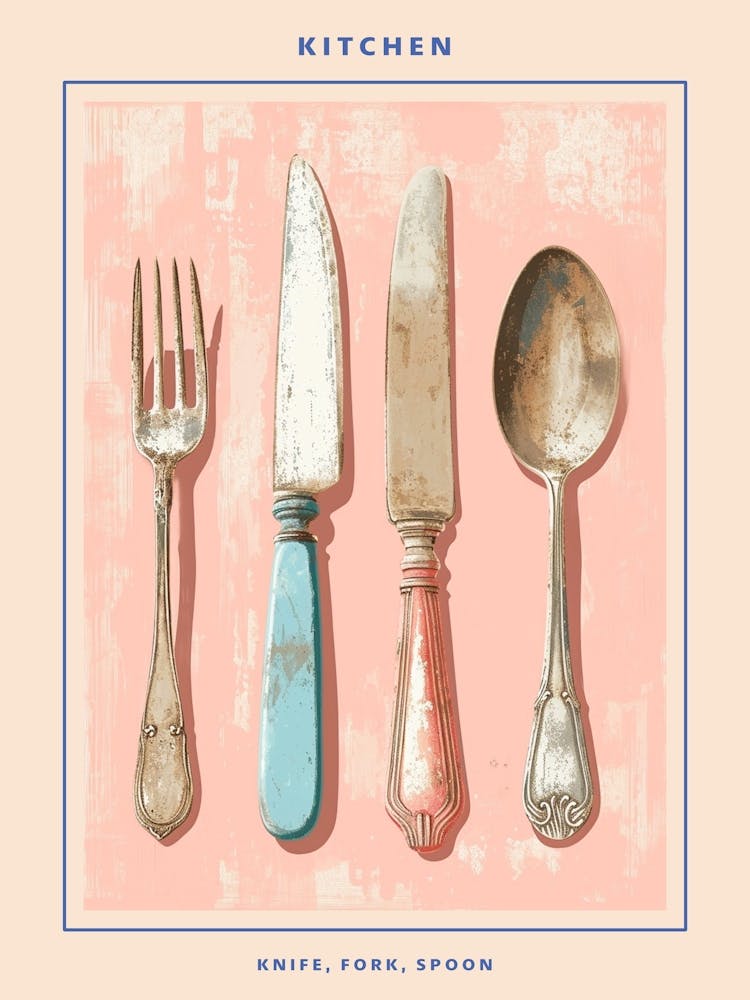 Kitsch Knife Fork Spoon Brushstrokes 4 Poster